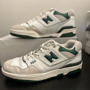 New Balance 550 White and Green Sneakers